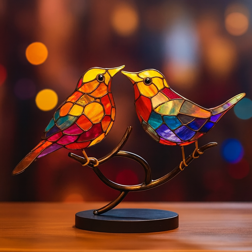 Decorative Figurine Glass Sculpture Bird Colorful Handmade Home Decor