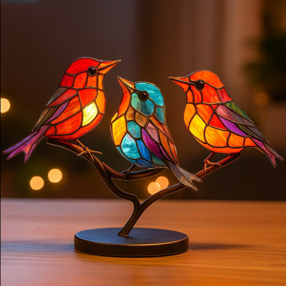 Decorative Figurine Glass Sculpture Bird Colorful Handmade Home Decor