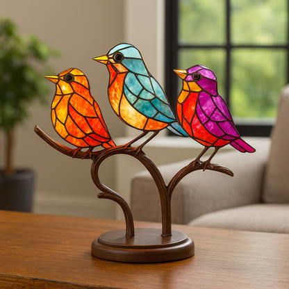 Decorative Figurine Glass Sculpture Bird Colorful Handmade Home Decor
