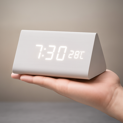 Digitale LED Uhr Holz Modern Wecker