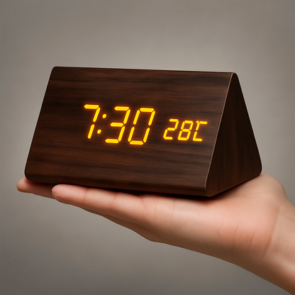 Digitale LED Uhr Holz Modern Wecker