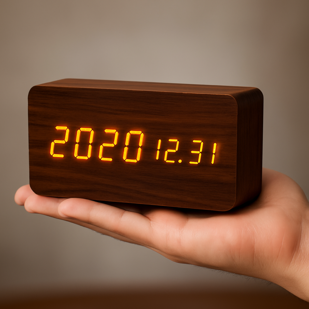 Digitale LED Uhr Holz Modern Wecker