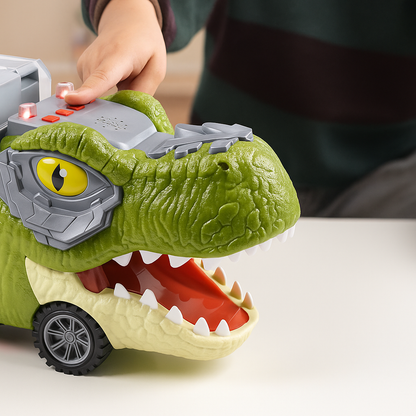 Dinosaur toy truck transporter set cars helicopter gift