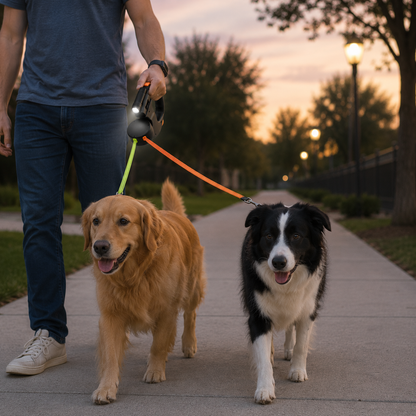 Doppel Leine Für Zwei Hunde LED Nächtliche Spaziergänge