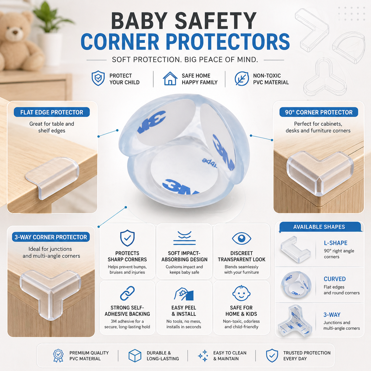 Protection d'angle bébé Protection transparente Meubles Sécurité enfant