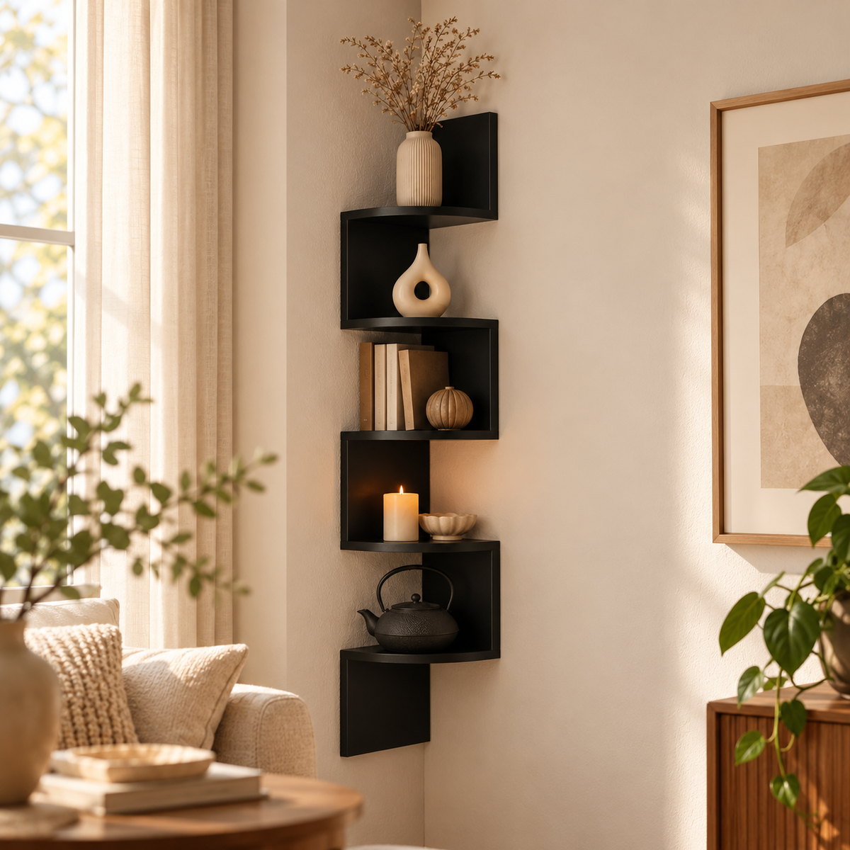 Eckregal Für Bücher Pflanzen Wohnzimmer Modernes Design