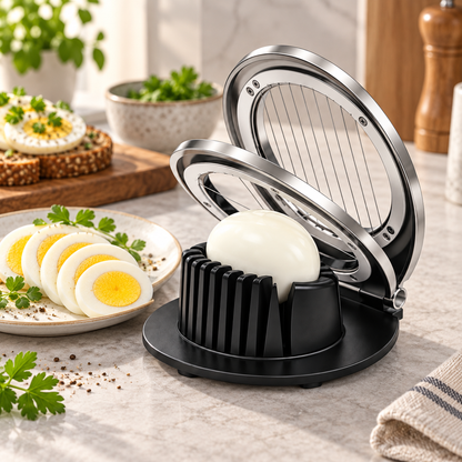 Eierschneider Mit Scharfen Drähten Gleichmäßige Scheiben