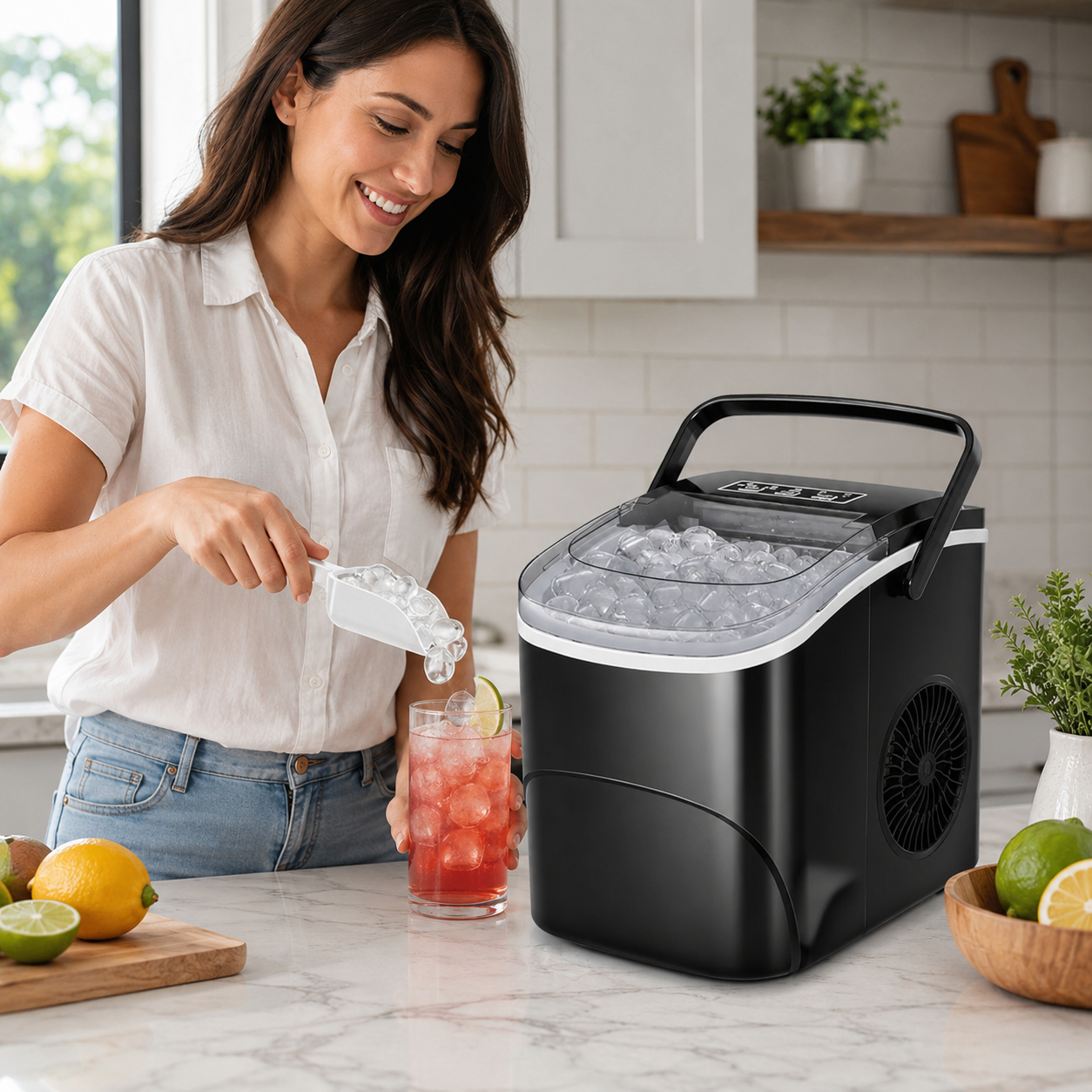 Máquina de cubitos de hielo Bullet Compacta para cocina en casa