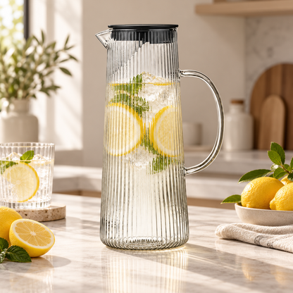 Eleganter Glaskrug Für Wasser Deckel Und Griff Wasserkrug