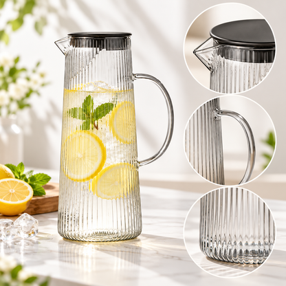 Eleganter Glaskrug Für Wasser Deckel Und Griff Wasserkrug