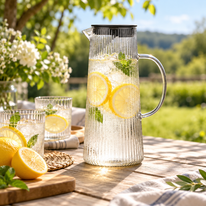 Eleganter Glaskrug Für Wasser Deckel Und Griff Wasserkrug