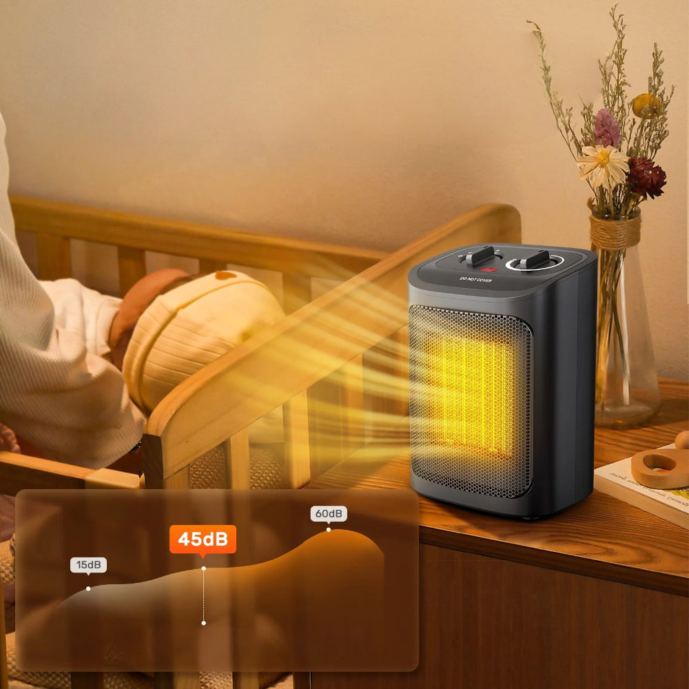 Ceramic fan heater 1500W quiet fast heating portable