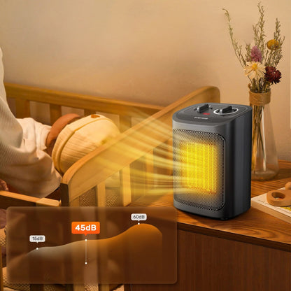 Ceramic fan heater 1500W quiet fast heating portable