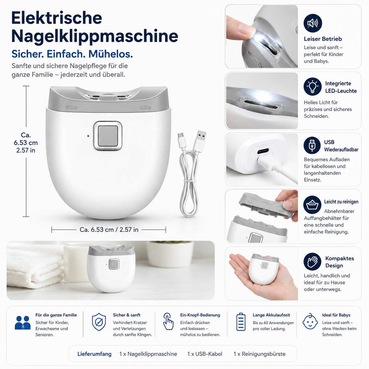 Elektrische Nagelklippmaschine Für Kinder LED Automatisch