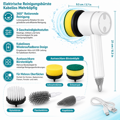 Elektrische Reinigungsbürste Kabellos Mehrköpfig