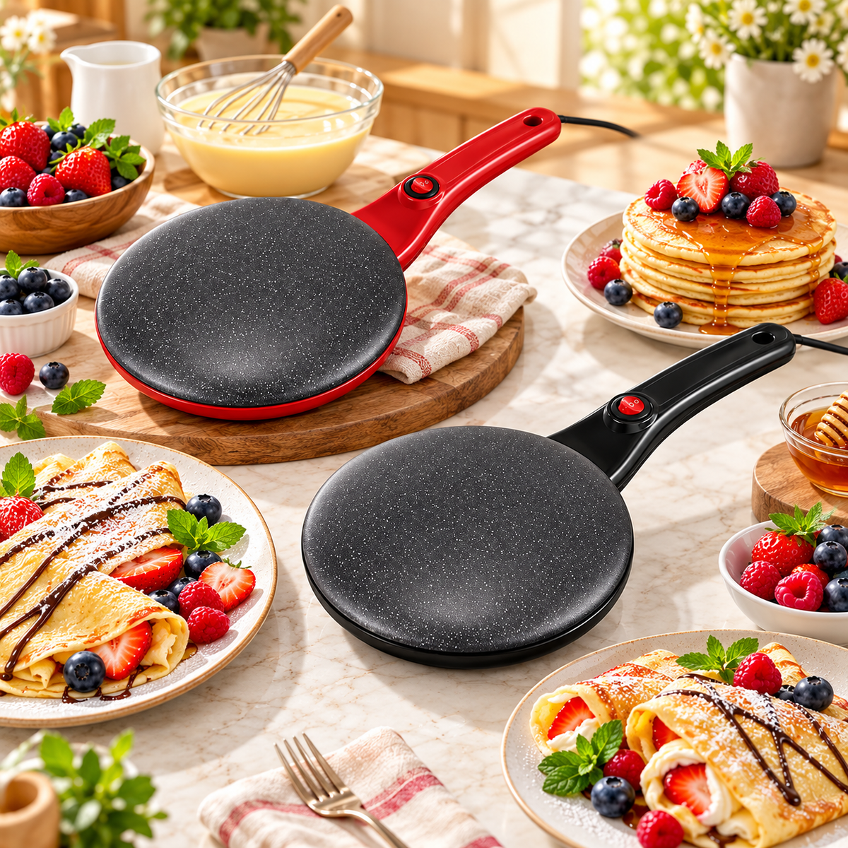 Elektrischer Crêpe Maker Pfannkuchen Temperaturkontrolle