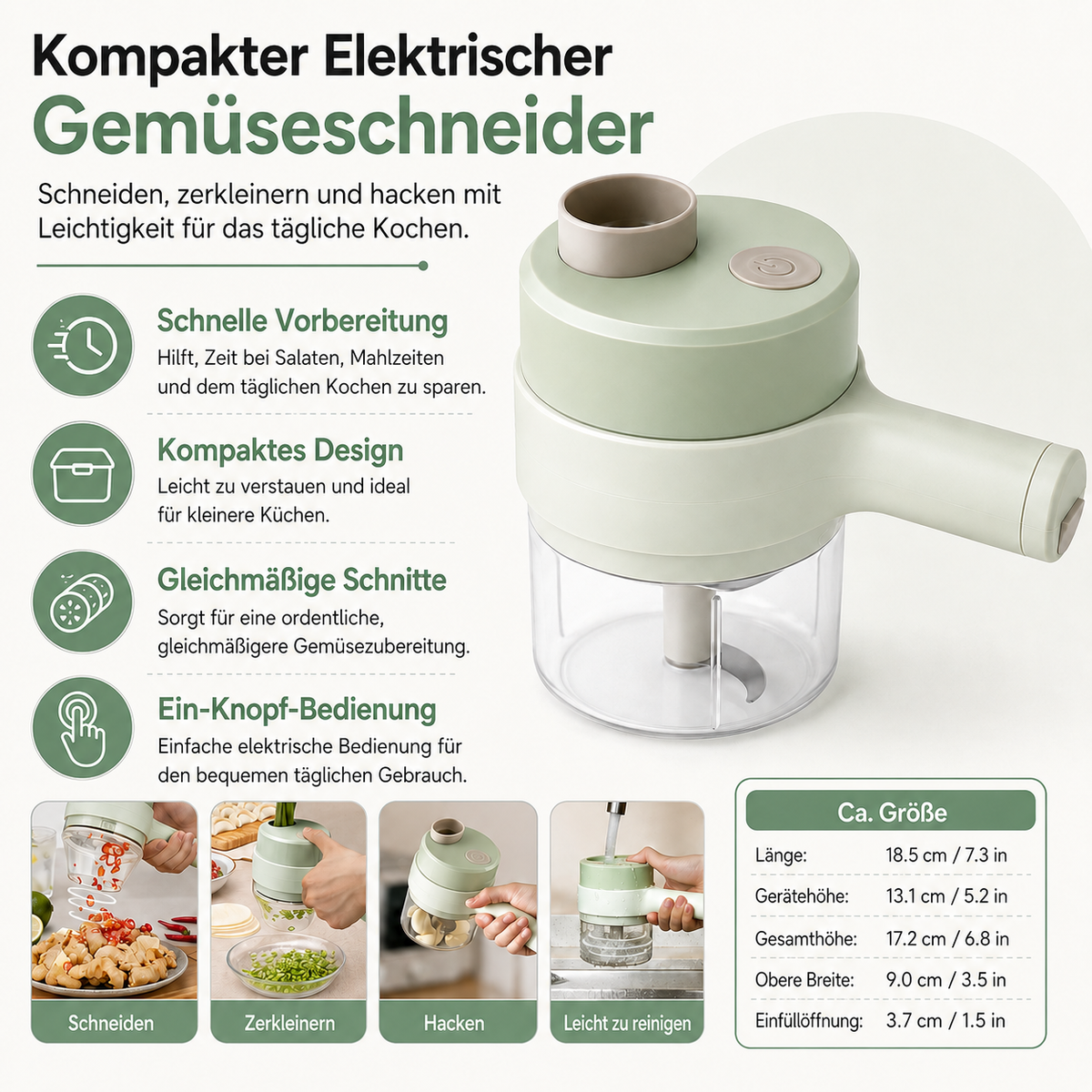 Elektrischer Gemüseschneider Mit Behälter Für Küche Salate