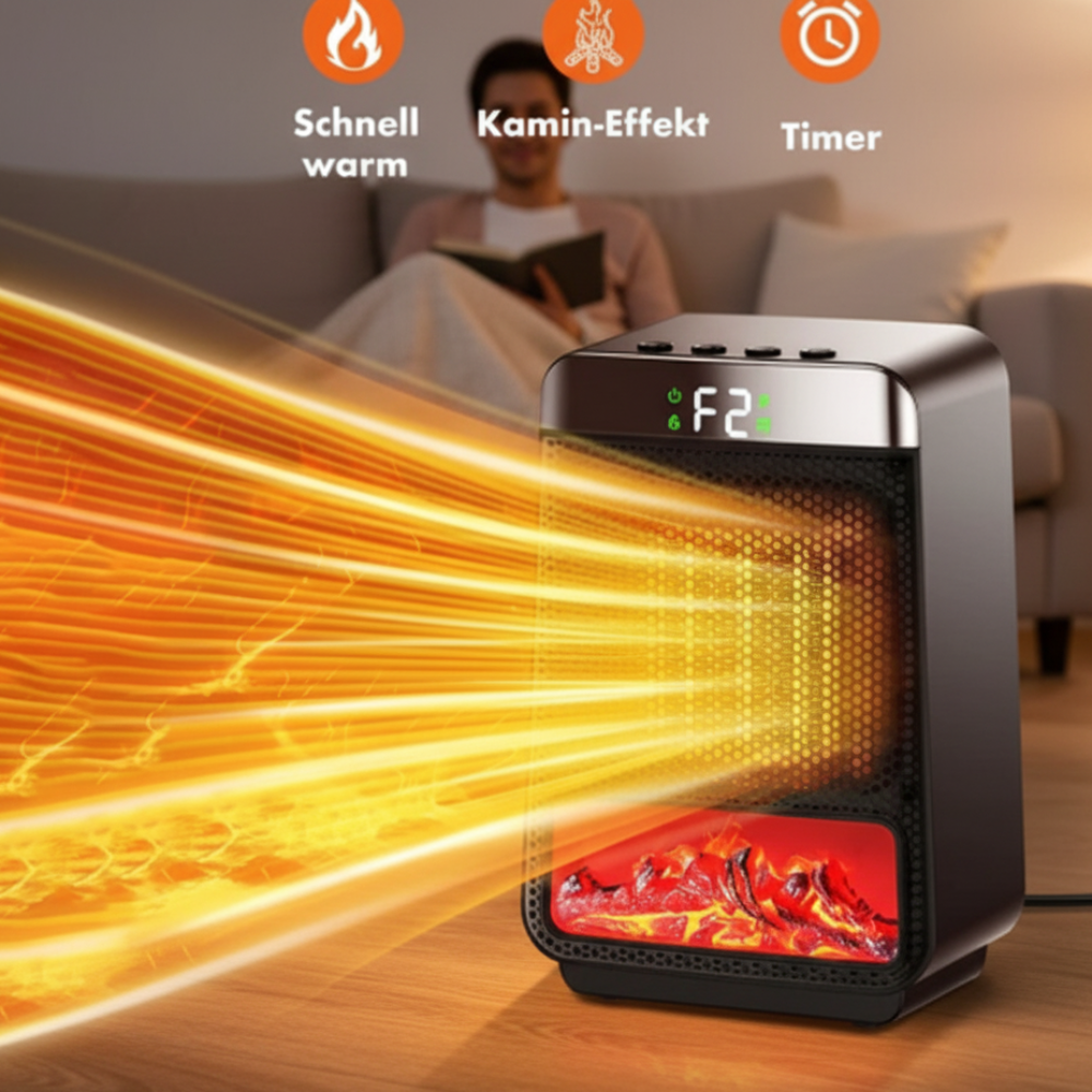 Energieeffiziente Elektrische Keramikheizung mit LED Flammeneffekt