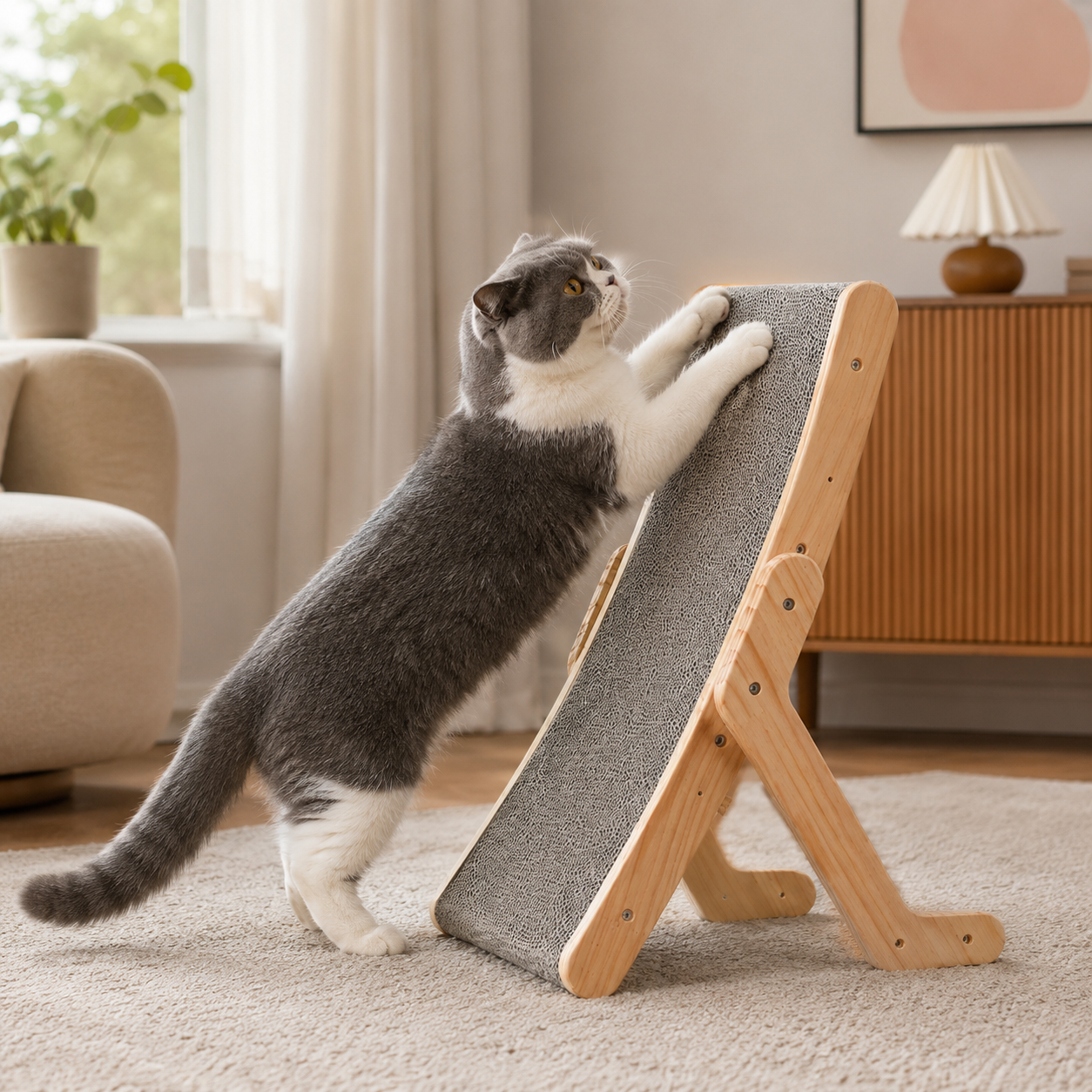 Ergonomisches Katzenschratchbrett Für Katzen Holzrahmen