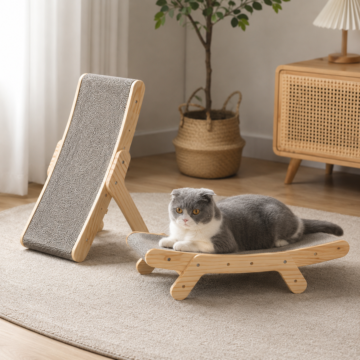 Ergonomisches Katzenschratchbrett Für Katzen Holzrahmen