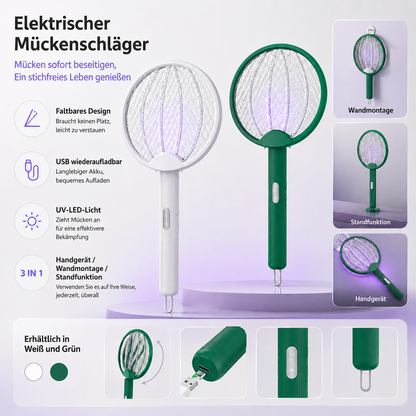 Faltbares Insektenvernichter Racket USB Wiederaufladbar Griff