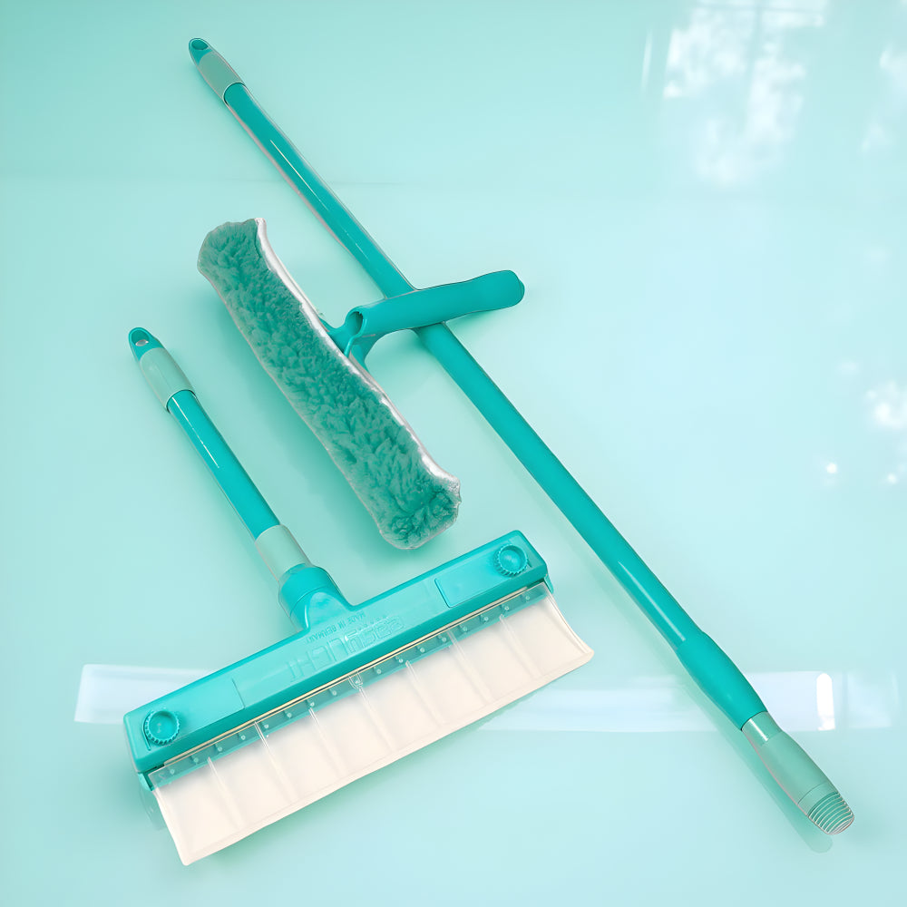 Fensterabzieher Set mit Teleskopstange für streifenfreie Reinigung