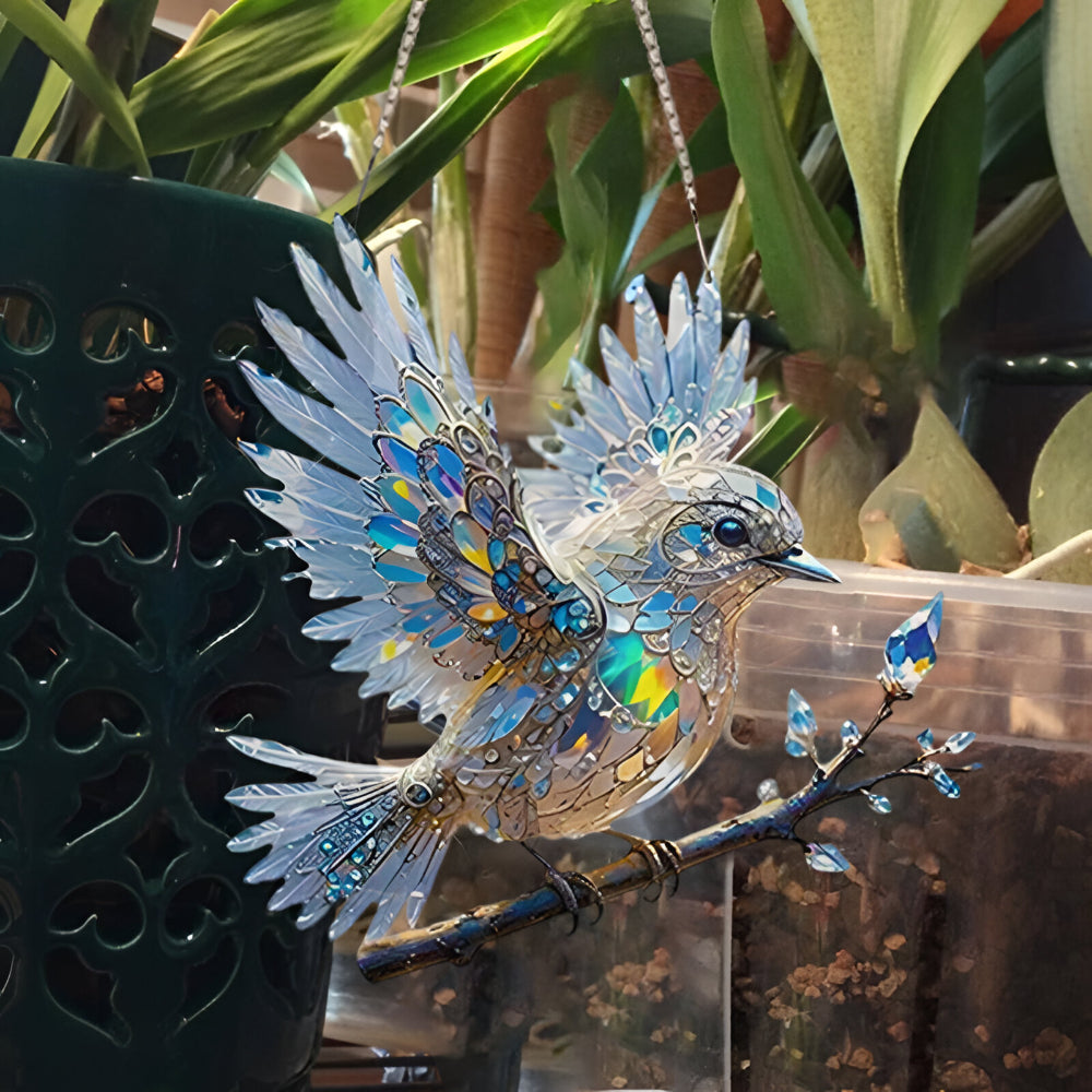 Window decoration bird glass look hanging decoration light catcher design