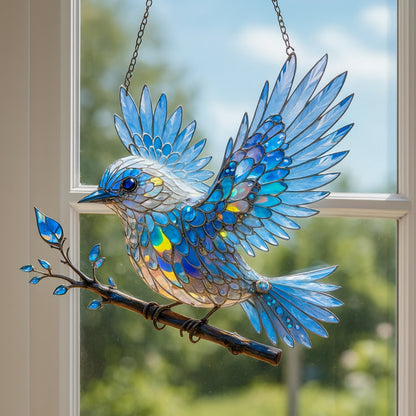 Window decoration bird glass look hanging decoration light catcher design