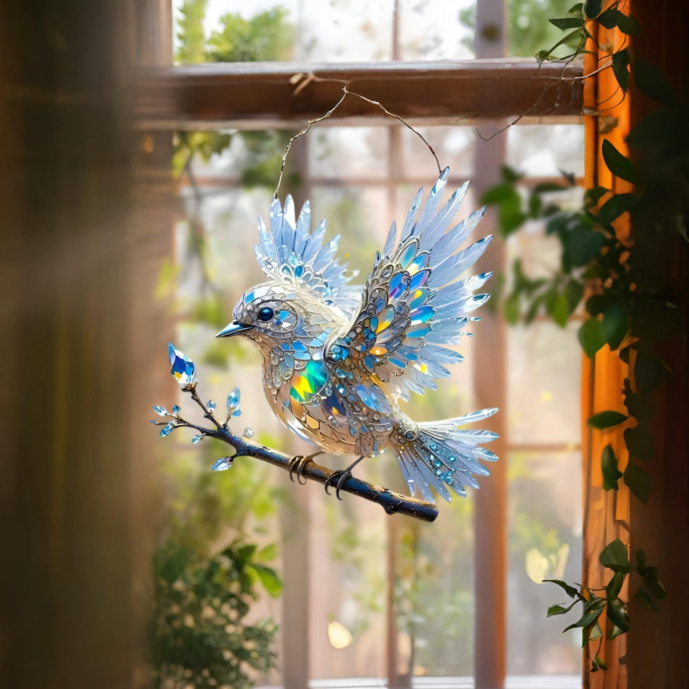 Window decoration bird glass look hanging decoration light catcher design