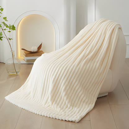 Soft Fleece Blanket Striped Warm Cozy Throw for Home