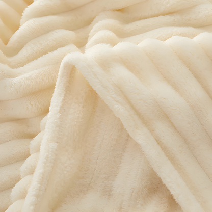 Soft Fleece Blanket Striped Warm Cozy Throw for Home