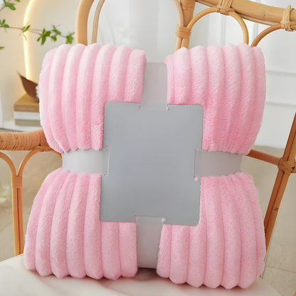 Soft Fleece Blanket Striped Warm Cozy Throw for Home