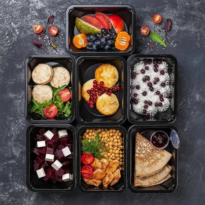Meal Prep Box Set Lids Plastic Stackable 100 Pieces