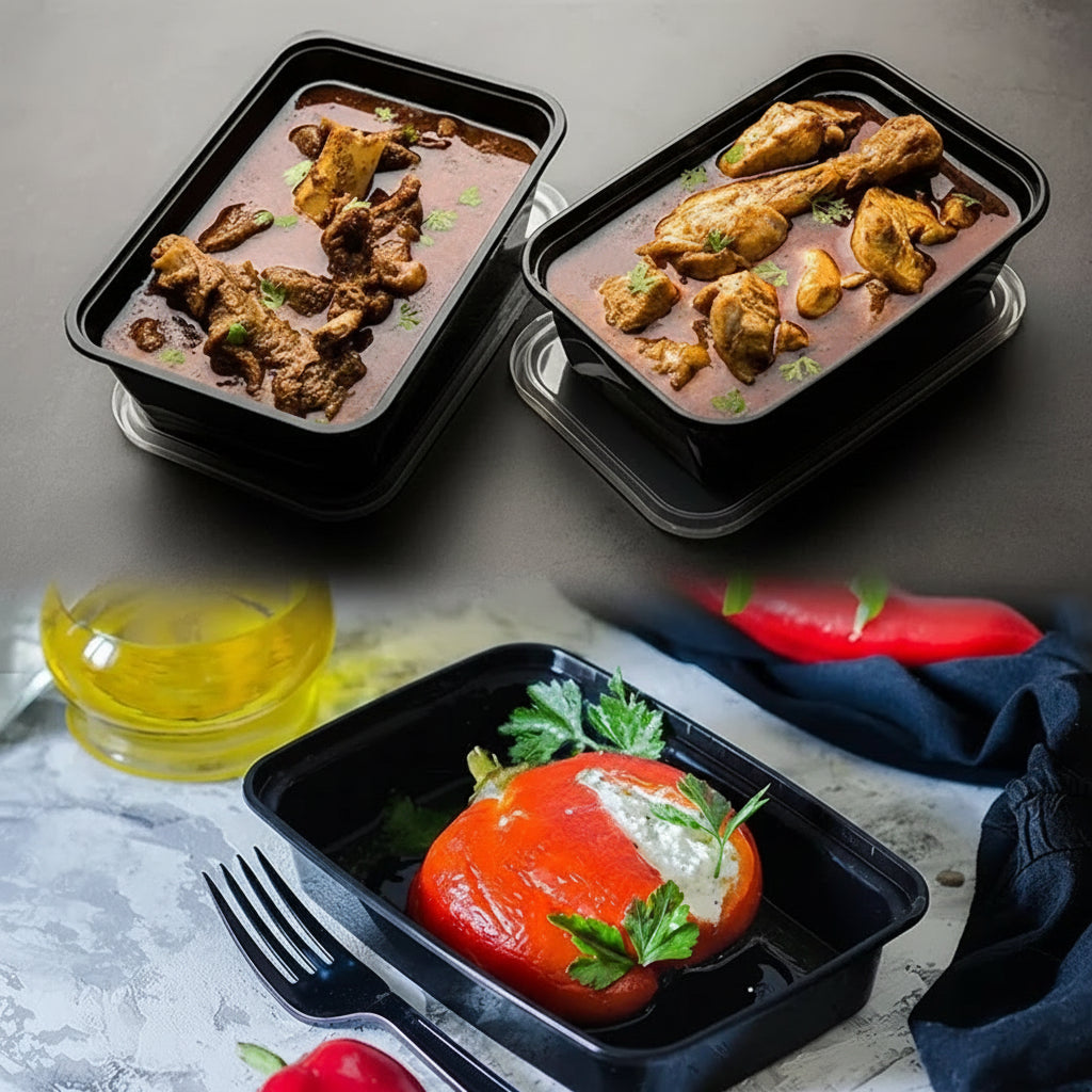Meal Prep Box Set Lids Plastic Stackable 100 Pieces