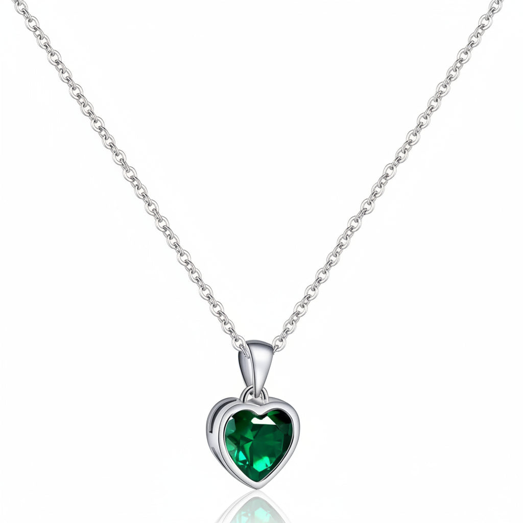 Colgante de Corazón para Dama Cadena de Plata de Ley