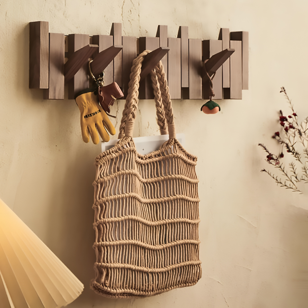 Perchero de pared con ganchos plegables para pasillo y entrada