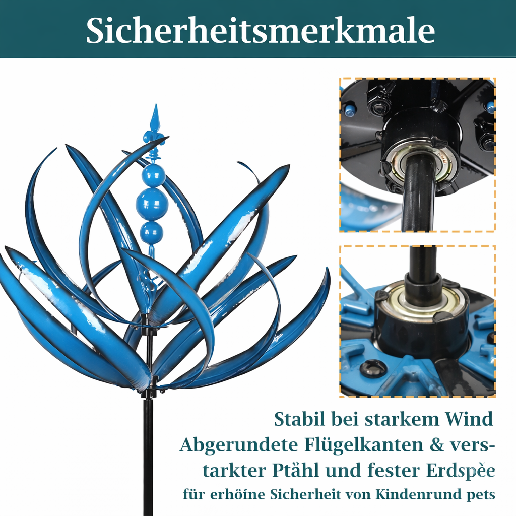 Garden Decoration Metal Windmill Rotating Flower Design Outdoor