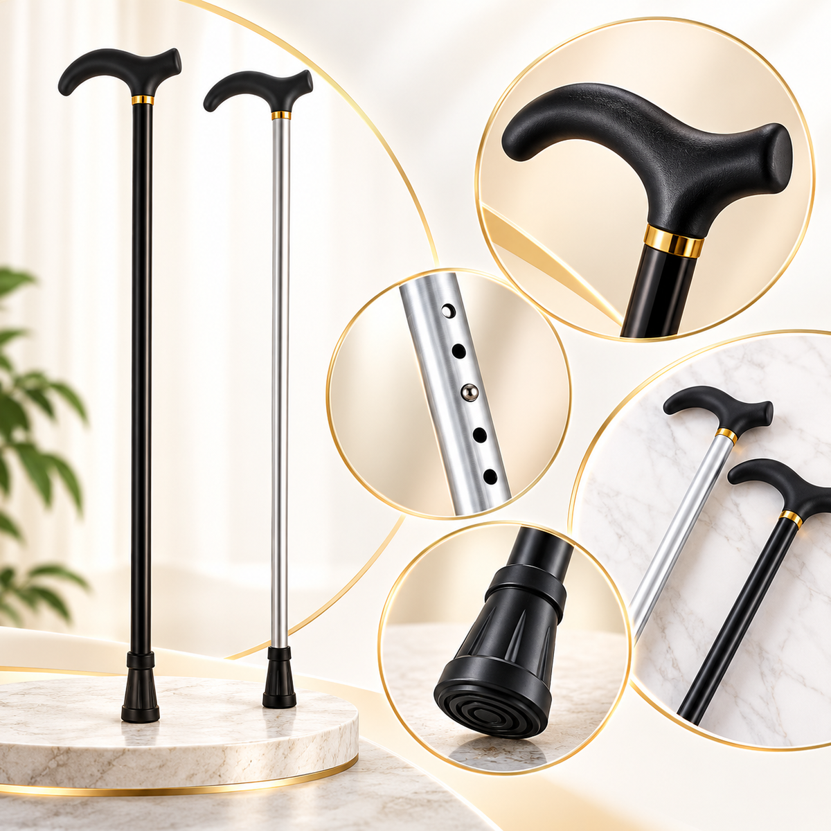 Gehstock Für Rehabilitation Leichter Aluminium Verstellbar