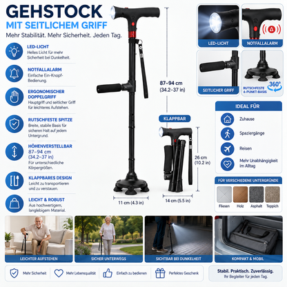 Gehstock Rutschfester Spitze Gehstock Mit Seitlichem Griff