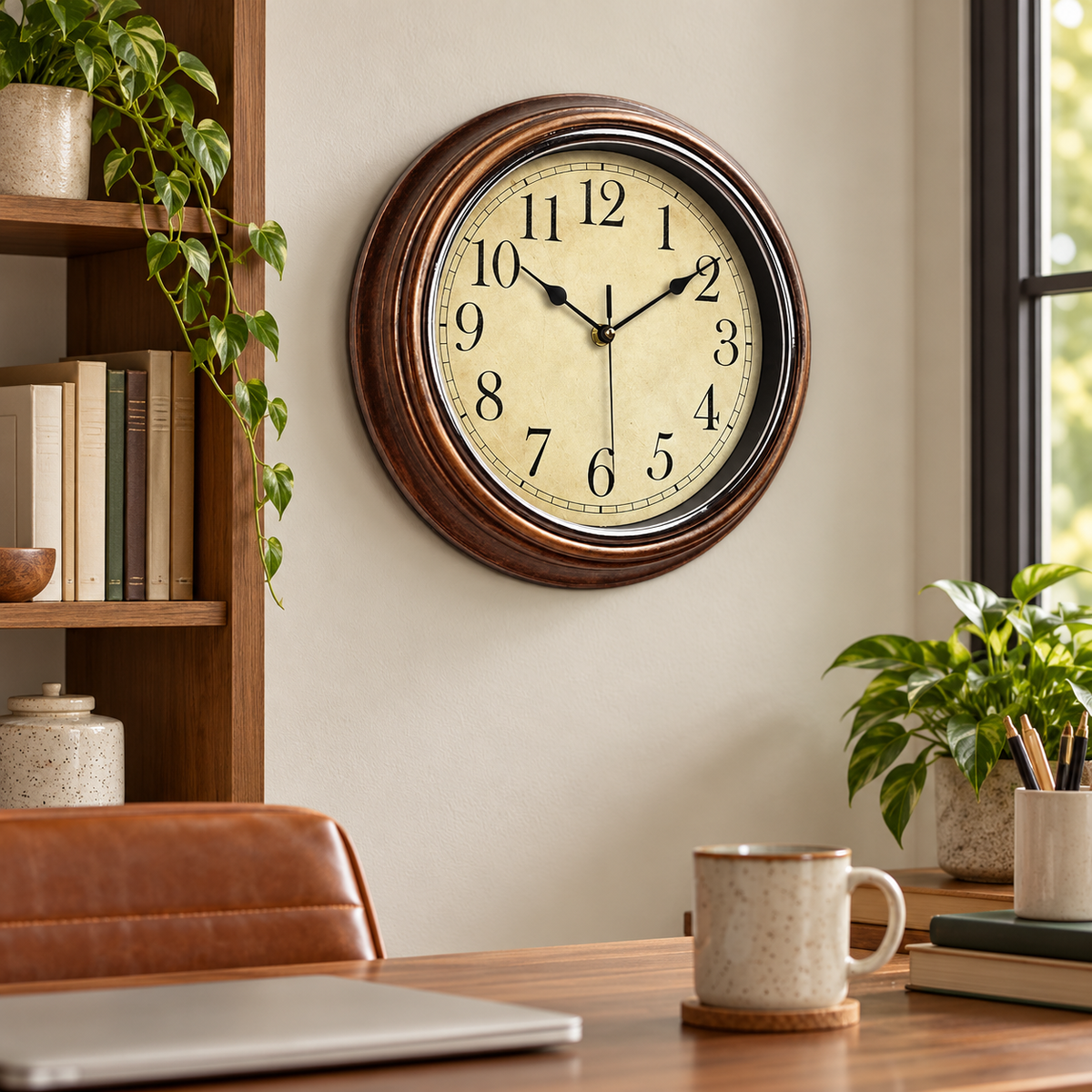 Geräuschlose Wanduhr Für Büro Klassische Quarzwerk Uhr