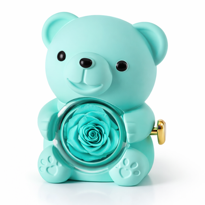 Geschenk Teddybär Konservierte Rose Schmuck Überraschung