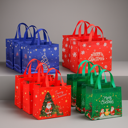 Gift Bags Christmas Reusable Tote Bags Set