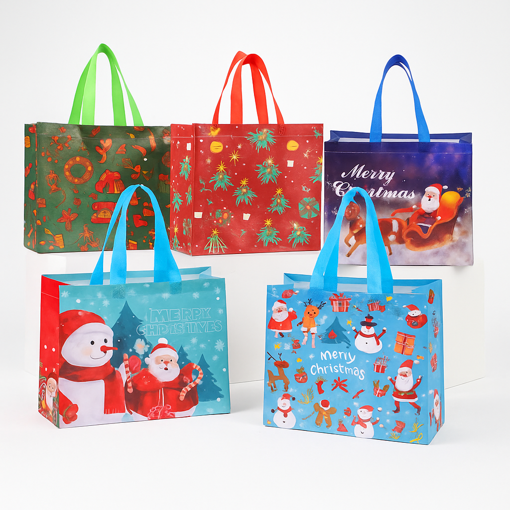 Gift Bags Christmas Reusable Tote Bags Set