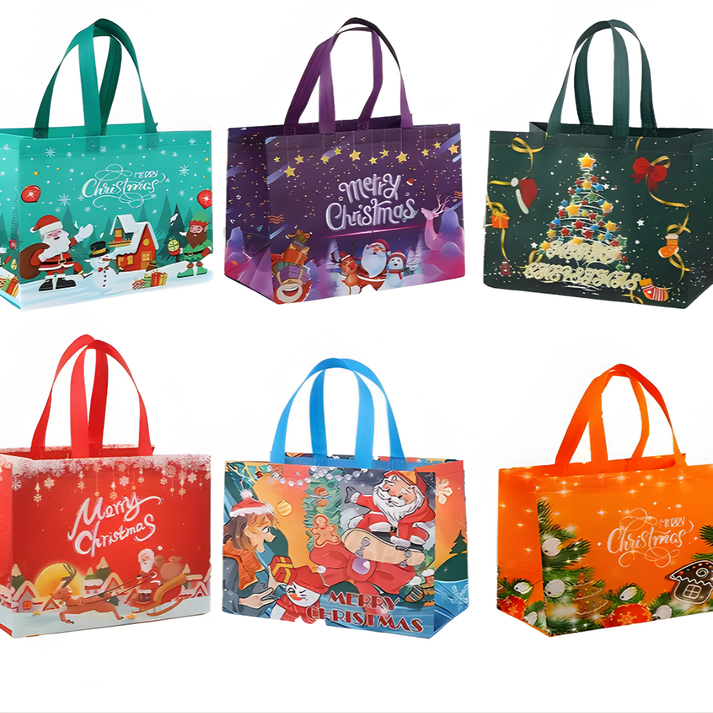 Gift Bags Christmas Reusable Tote Bags Set