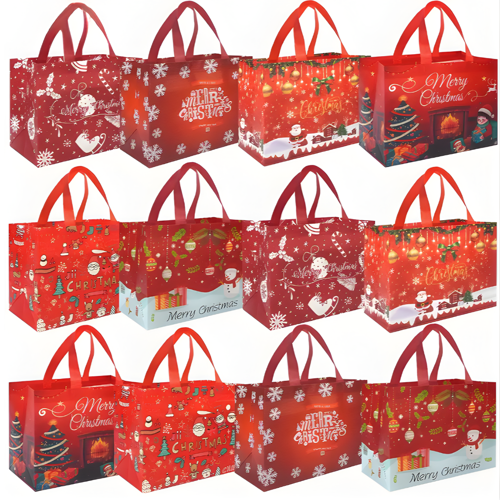 Gift Bags Christmas Reusable Tote Bags Set