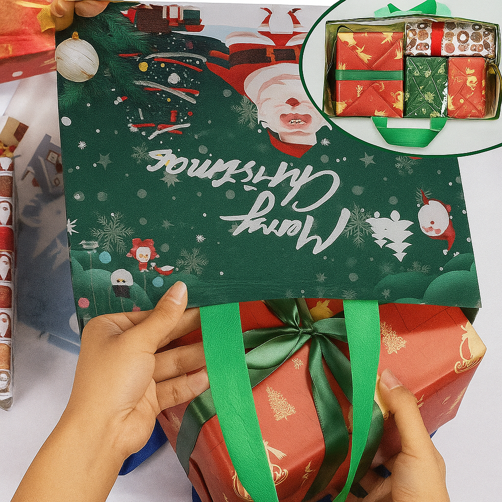 Gift Bags Christmas Reusable Tote Bags Set