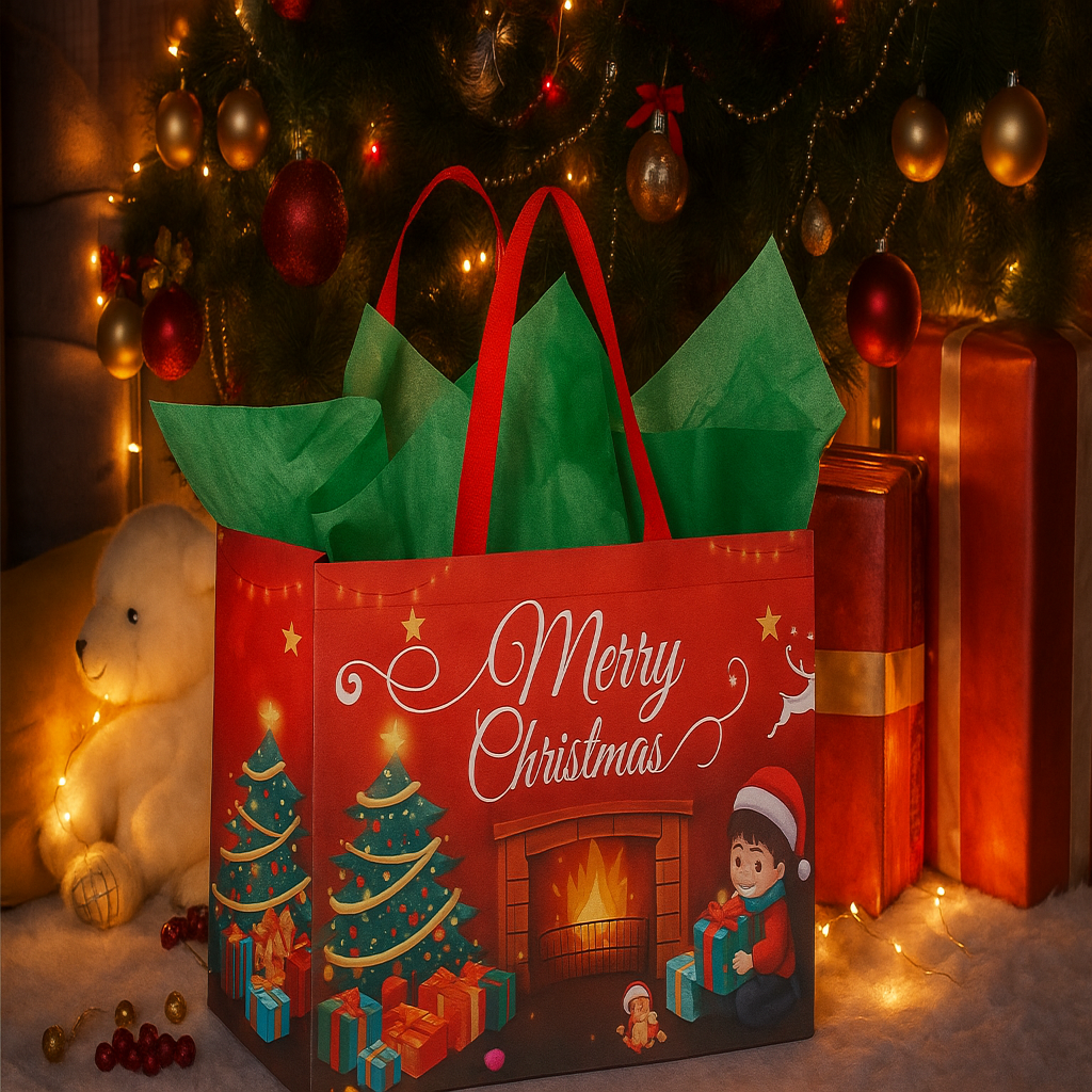 Gift Bags Christmas Reusable Tote Bags Set