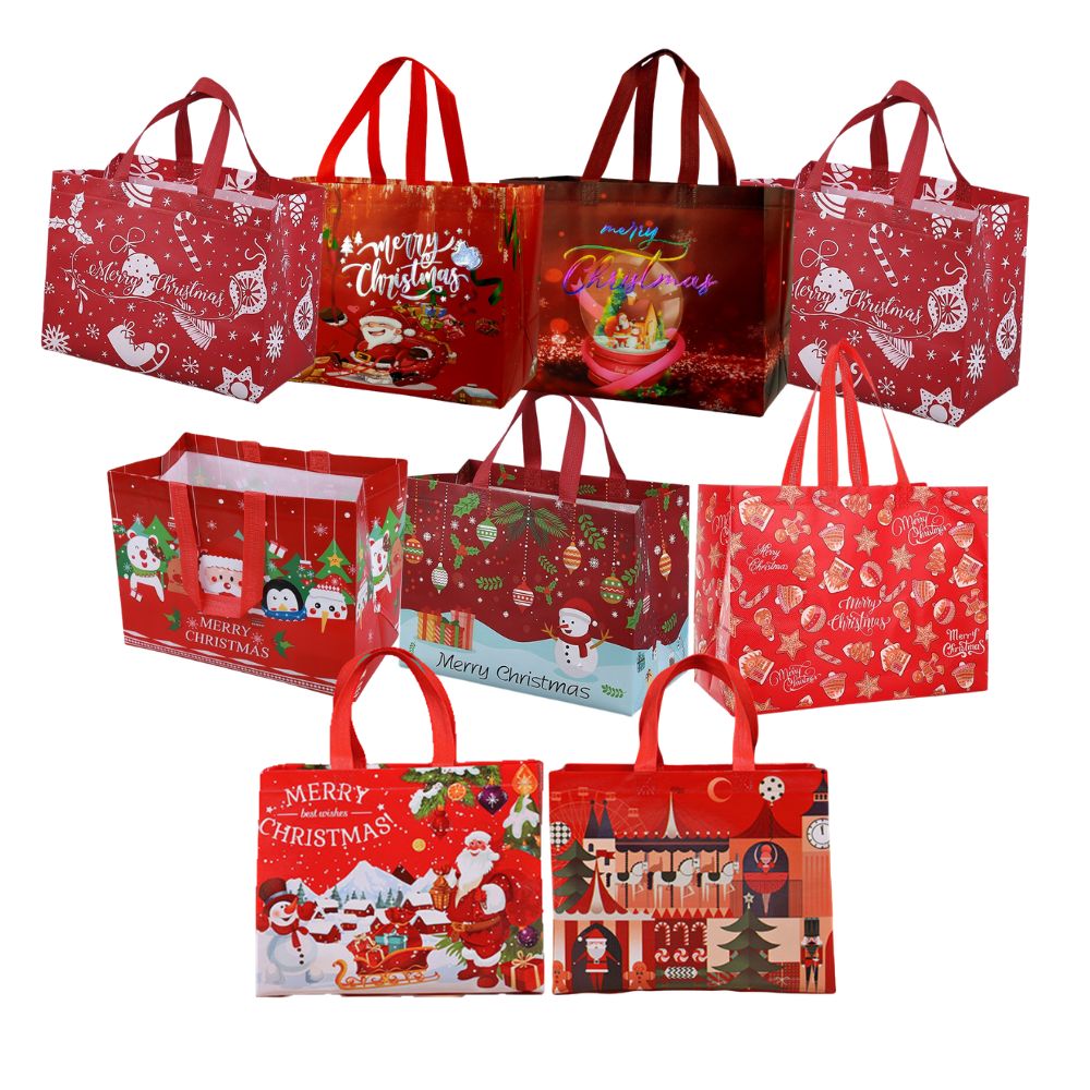 Gift Bags Christmas Reusable Tote Bags Set