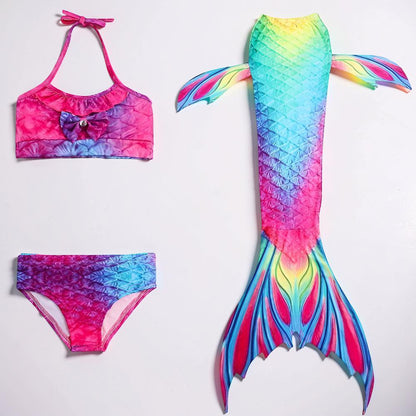 Maillot de bain sirène enfant costume de bain trois pièces fille