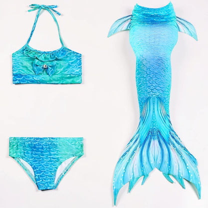 Maillot de bain sirène enfant costume de bain trois pièces fille
